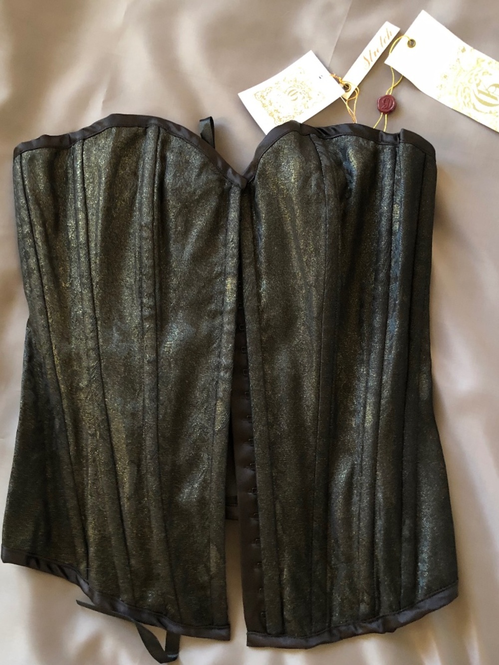 Guess Black Gold Metallic Stretch Bustier
